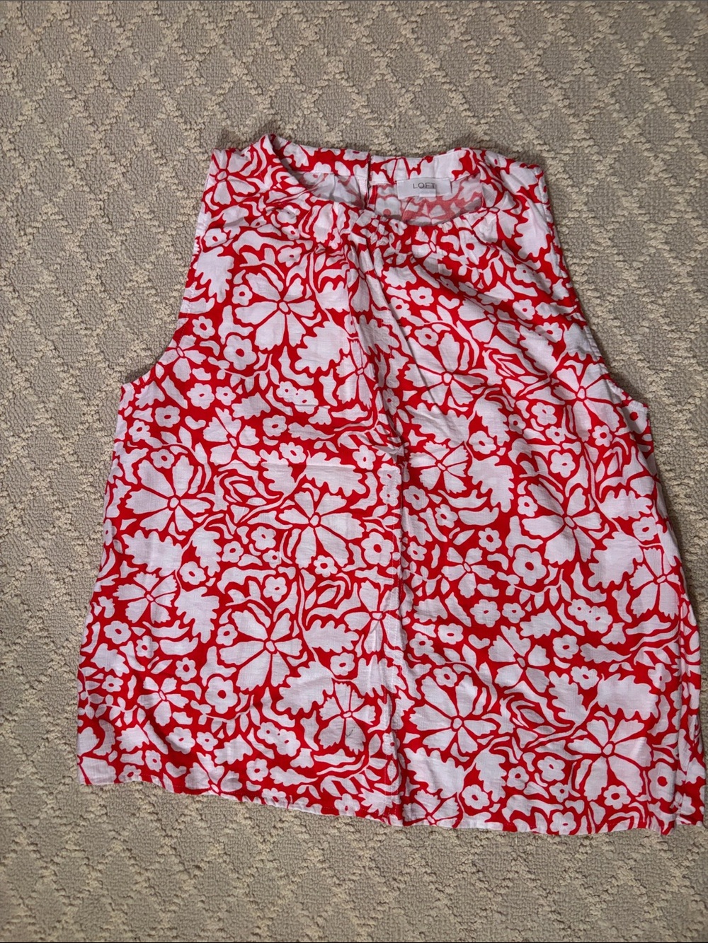 LOFT Red Floral Sleeveless Top